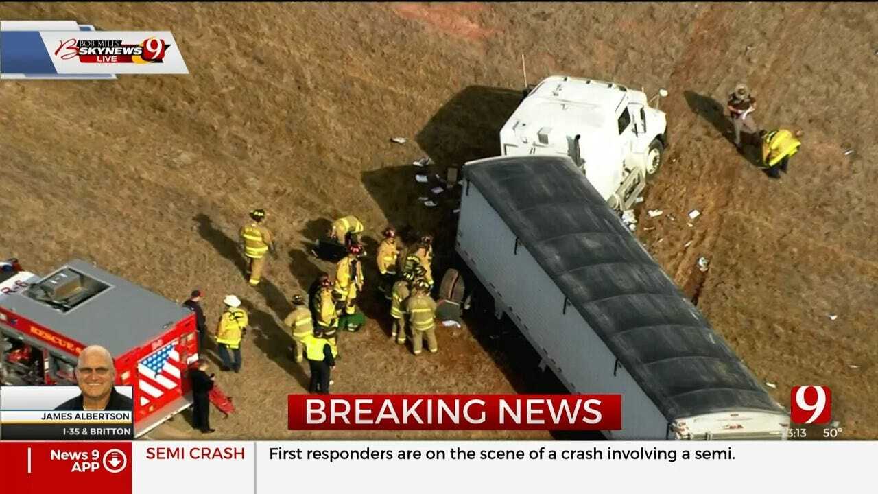 Crews Free Driver Pinned Under Semi After Crash On I-35