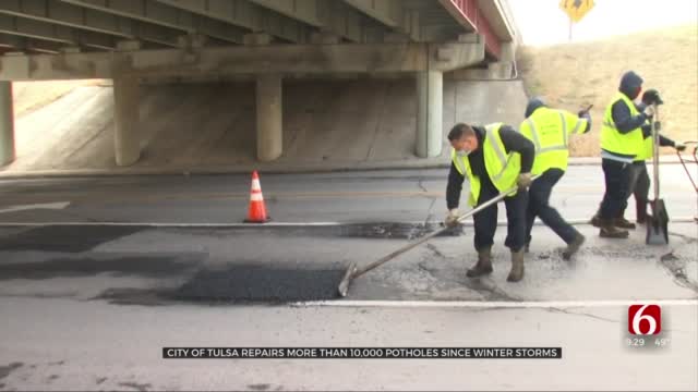 City Of Tulsa Repairs More Than 10,000 Potholes Since Winter Storms 