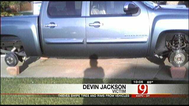 Thieves Steal Tires, Rims From Vehicles In Southwest OKC Neighborhood