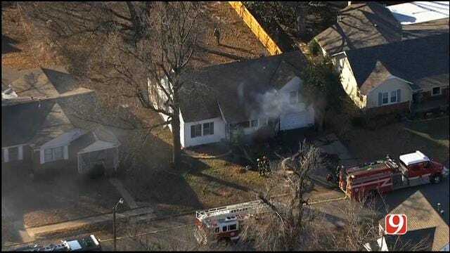 WEB EXTRA: SkyNews Flies Over House Fire In Bethany