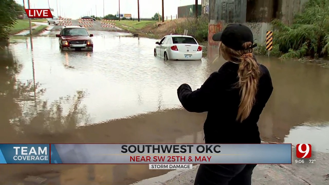 Flooding Renders Southwest Oklahoma City Underpass Impassable