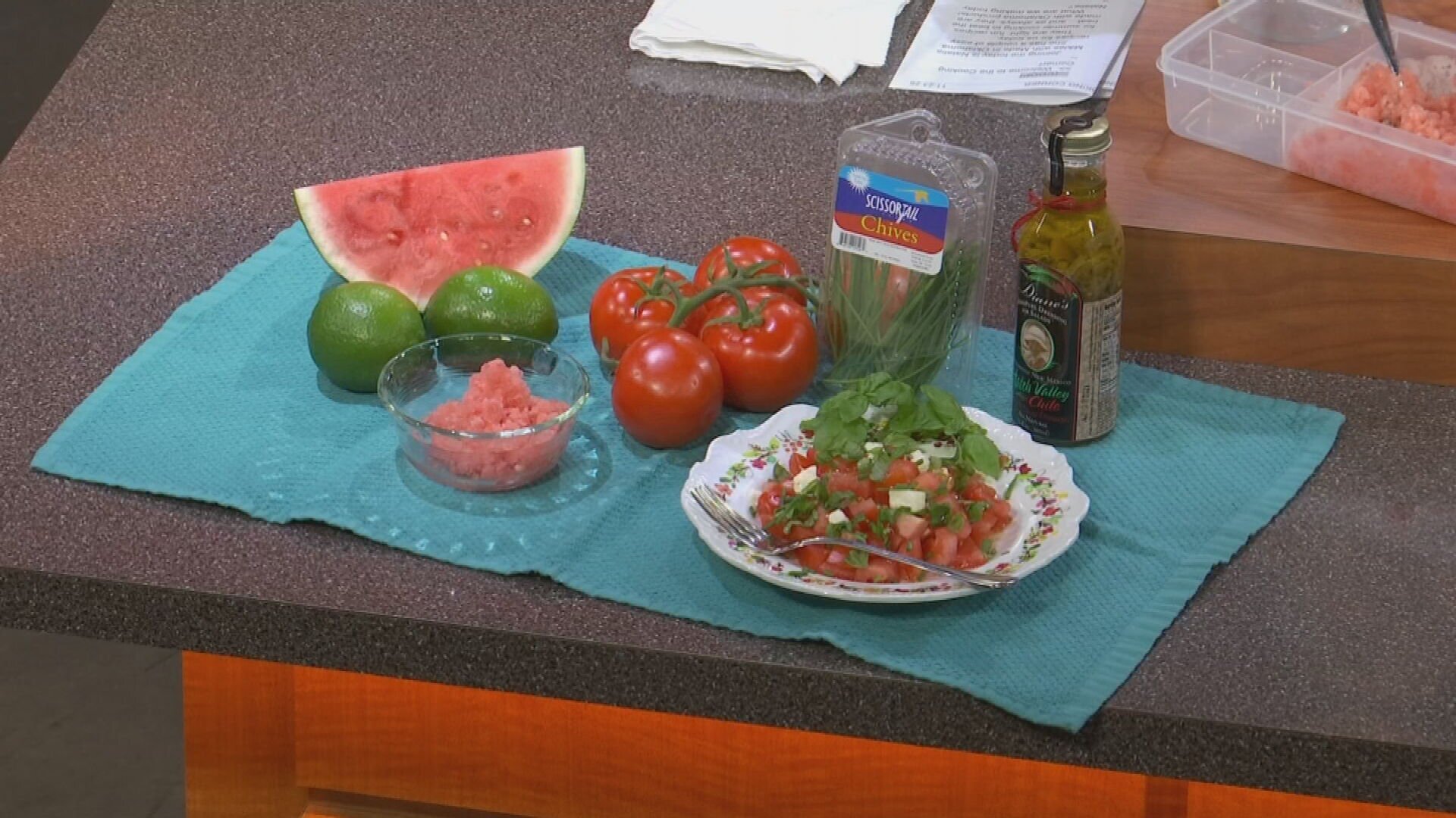 Easy Watermelon Sorbet, Fresh Tomato Salad