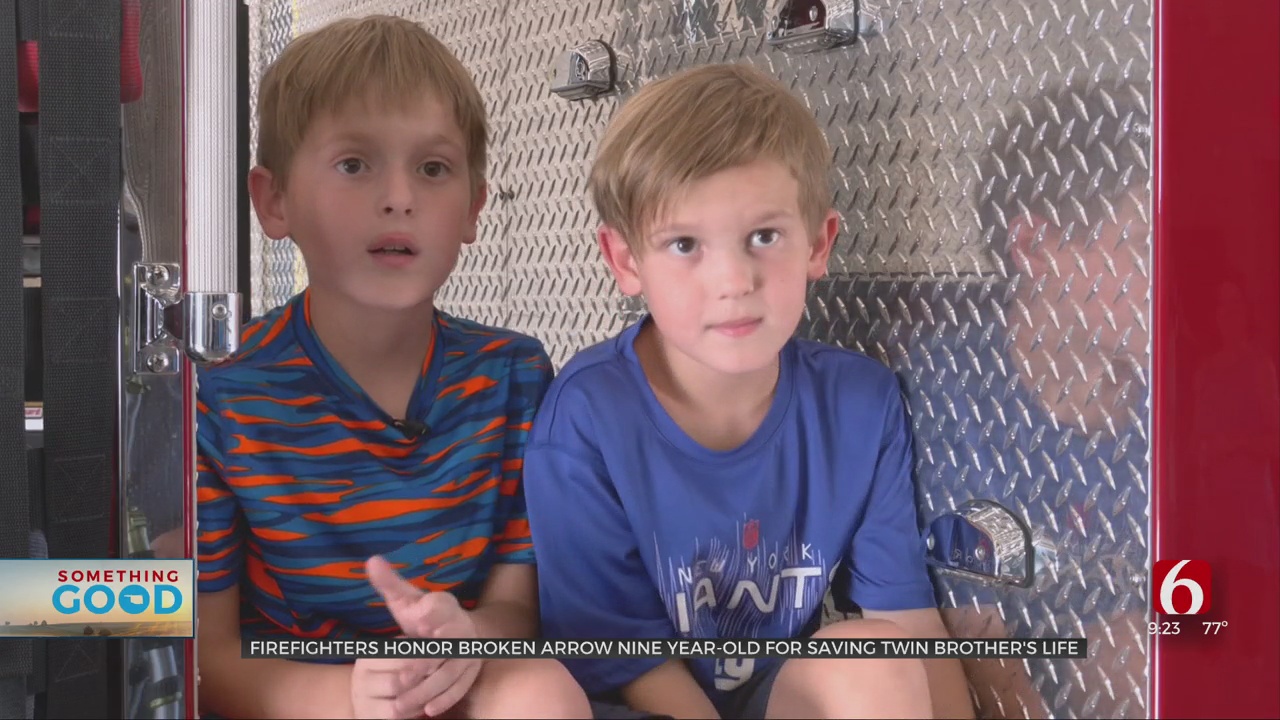 9-Year-Old Honored By Broken Arrow Fire Department For Saving Twin Brother’s Life 