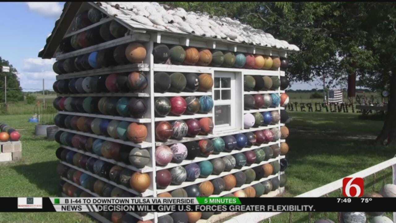 Fly The Coop Blogger Visits Nowata County Man's Bowling Ball Collection