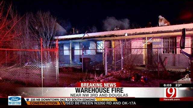 Authorities Investigate Cause Of Vacant Warehouse Fire In OKC