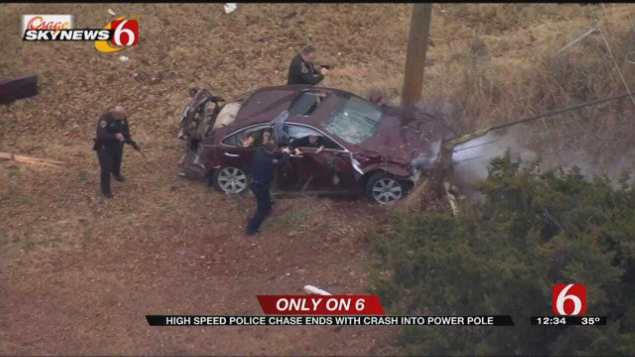 Vehicle Crashes Into Light Pole, Ending OKC Metro Area Police Chase