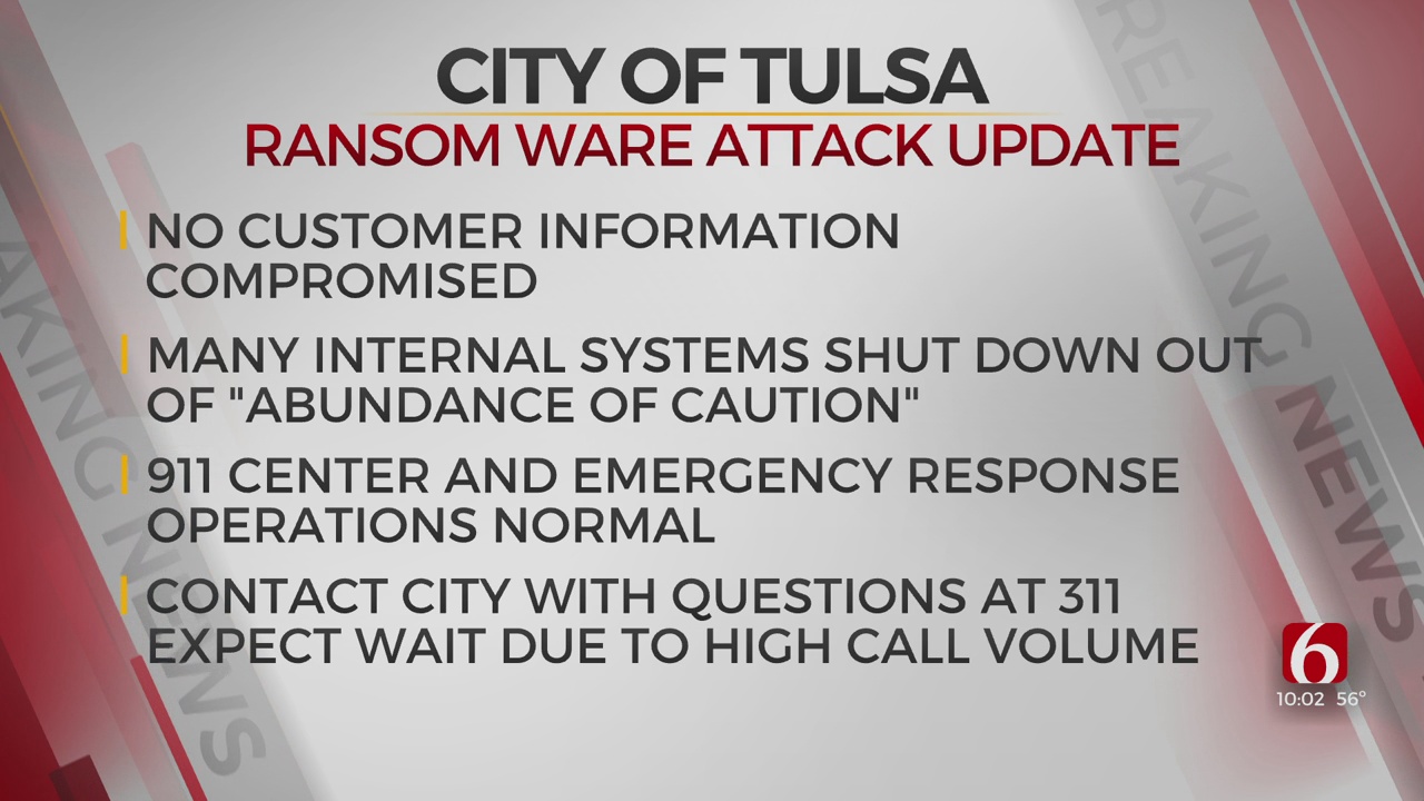 City Of Tulsa Provides Update On Weekend Ransomware Attack