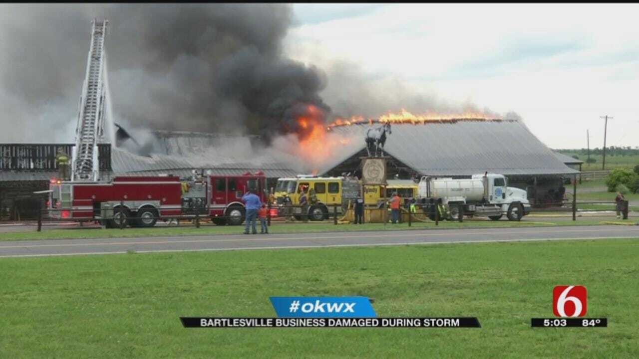 Firefighters Battle Fire At Bartlesville's Yocham's Custom Leather