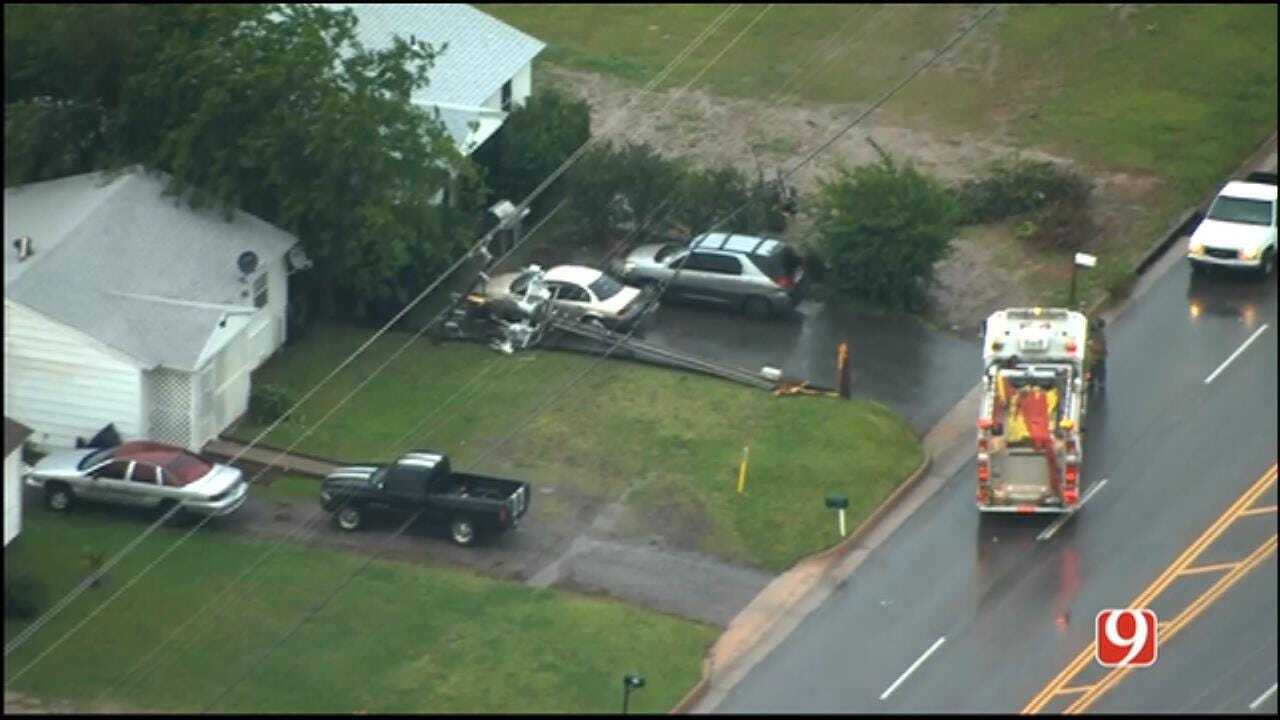 WEB EXTRA: SkyNews 9 Flies Over Downed Power Poles In SE OKC
