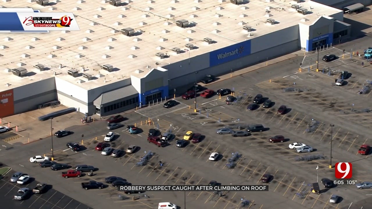 Robbery Suspect Caught After Climbing On SW OKC Walmart Roof