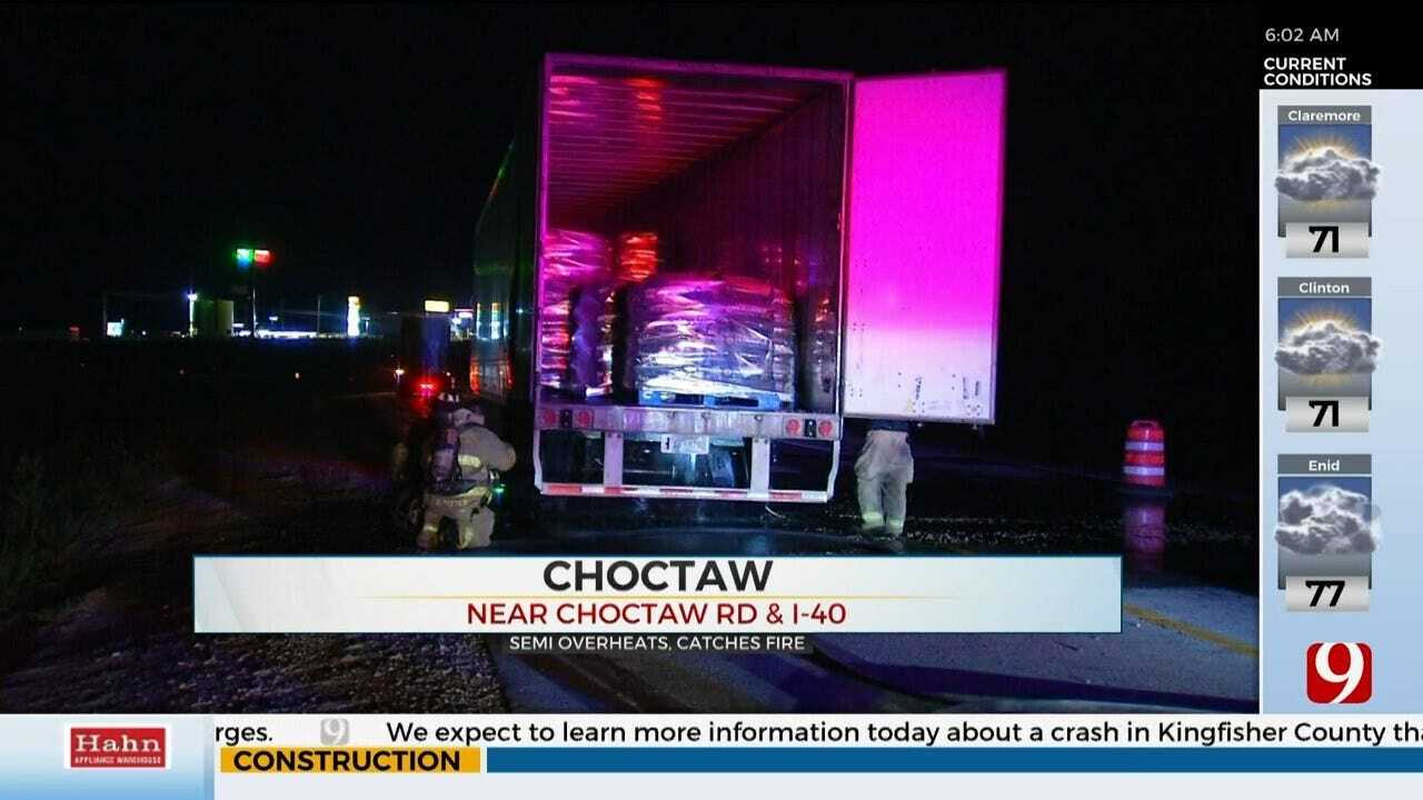 Semi-Truck Overheats, Catches Fire On I-40