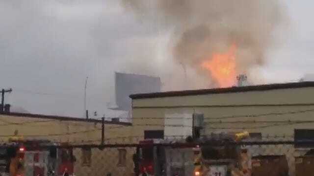 WEB EXTRA: Old Tulsa Feed Mill Destroyed By Fire