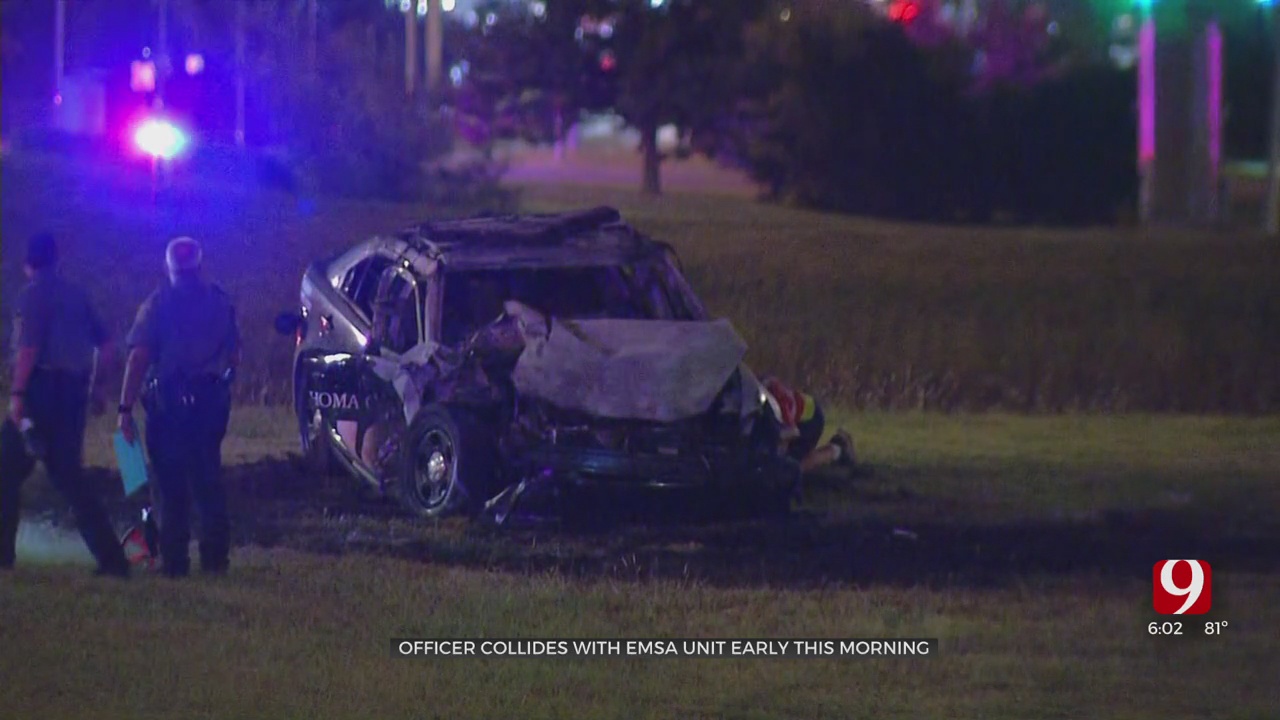 Oklahoma City Officer Crashes Into Ambulance Amid Pursuit Tuesday Morning 