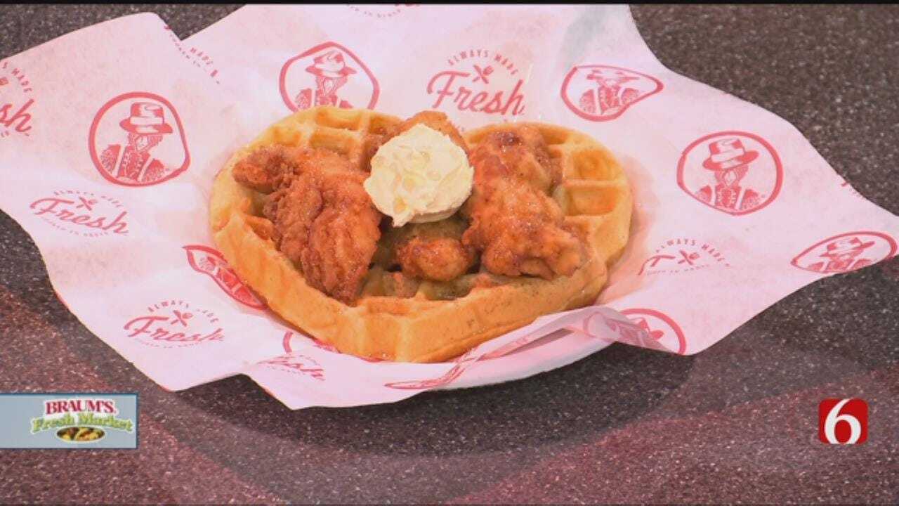 Heart Shaped Waffles and Fried Chicken with Slim Chickens
