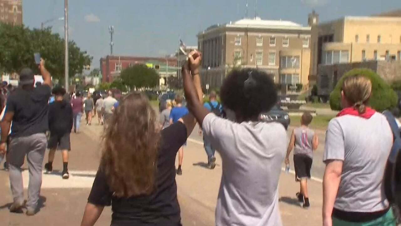 Peaceful Protesters March Through McAlester To Show Solidarity