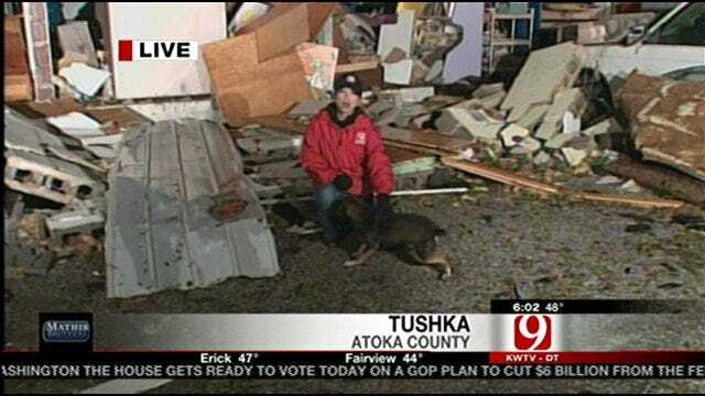 News 9 Crew Finds Puppy After Deadly Tushka Tornado