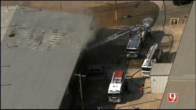 WEB EXTRA: SkyNews 9 Flies Over Commercial Fire In South OKC