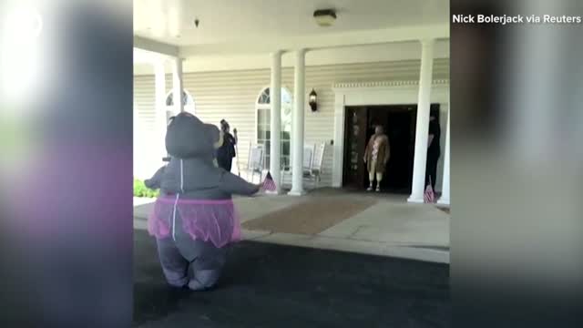 WATCH: A Woman Wears A Hippo Costume To Hug Her Mom At Nursing Home