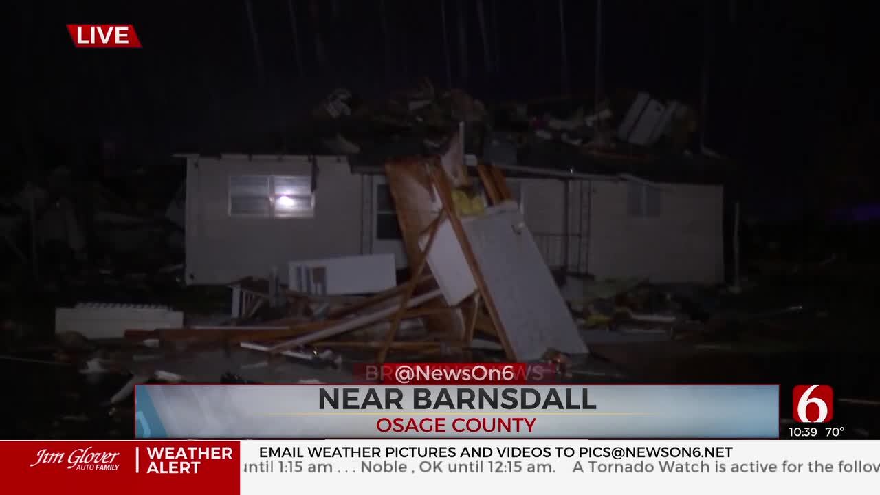 Barnsdall Hit By Tornado; Houses Damaged With Trees, Power Lines Downed