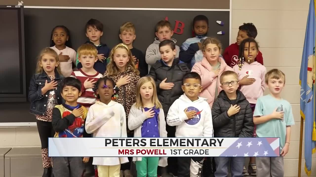 Daily Pledge: 1st-Grade Students From Peters Elementary