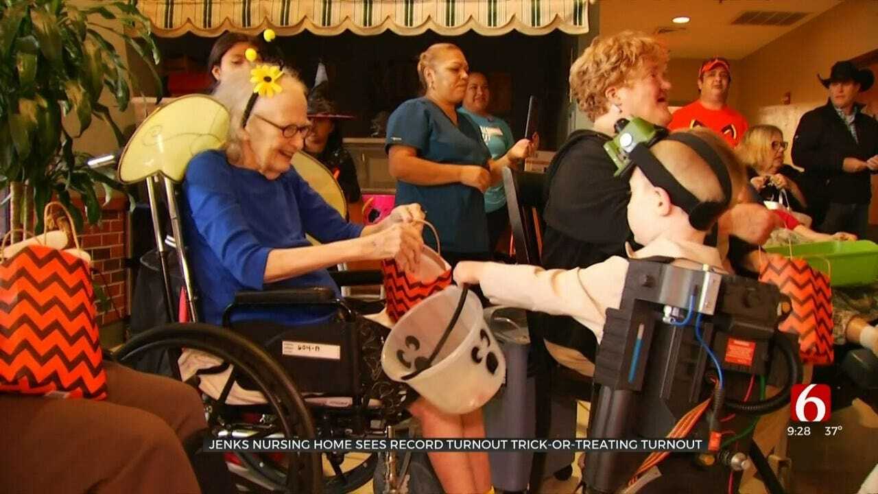 Jenks Nursing Home Residents Celebrate Halloween, Hand Out Treats