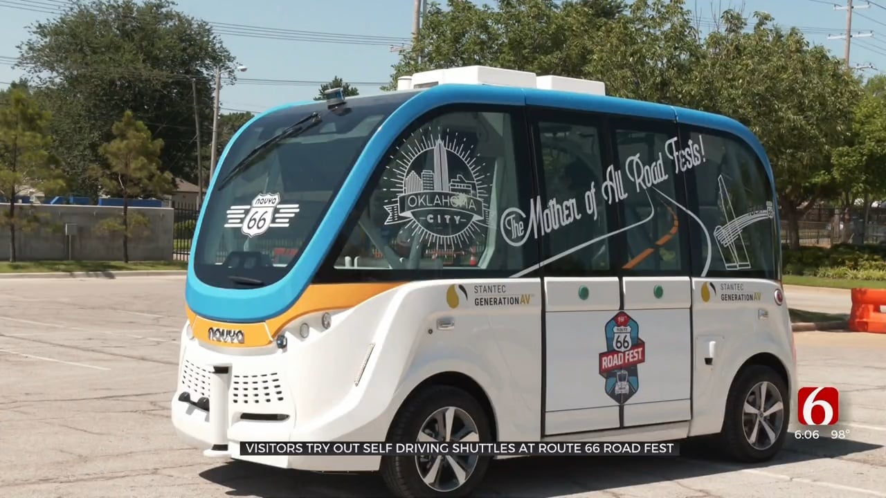 Visitors Try Out Self-Driving Shuttles At Route 66 Road Fest
