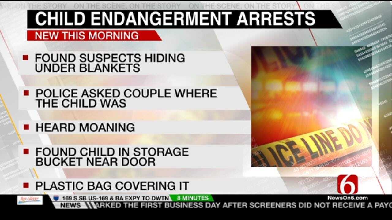 Tulsa Couple Arrested After Police Find 6 Year Old Hidden In A Bucket