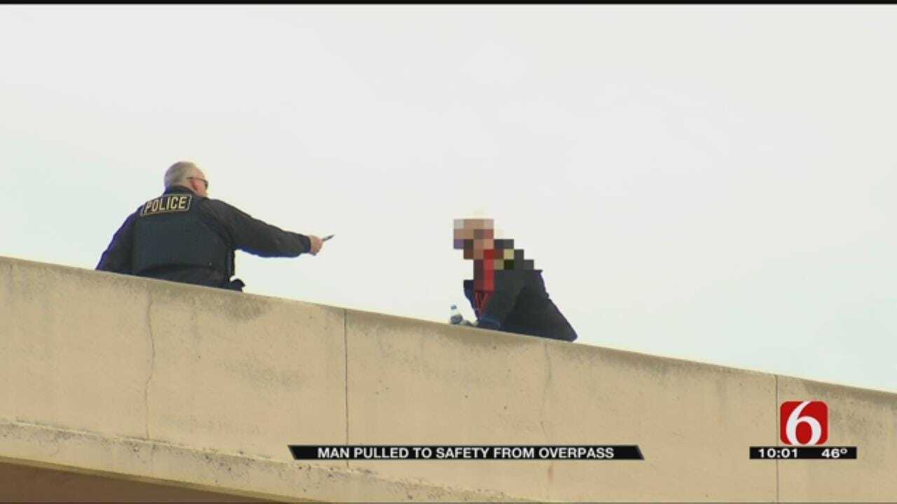 Tulsa PD Thankful After Man Pulled To Safety From Overpass