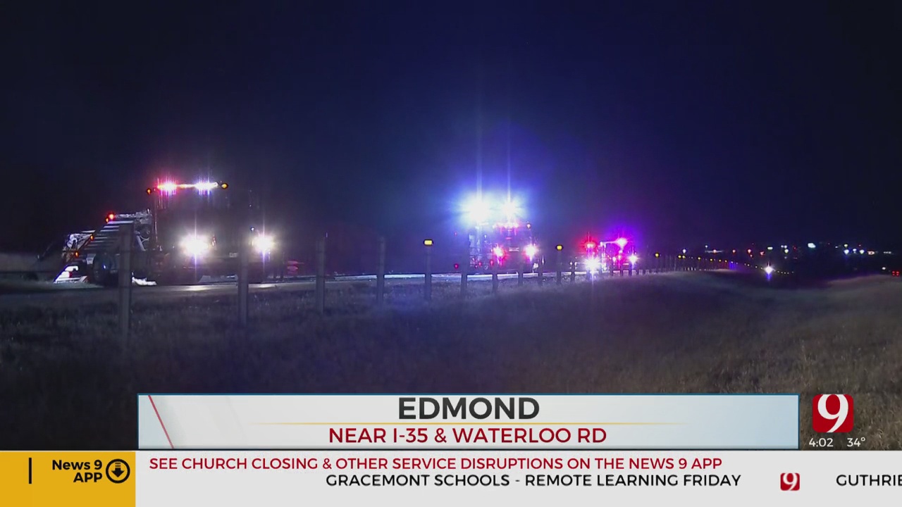 Southbound Lanes Of I-35 In Edmond Back Open After Overnight Crash Involving Semi 