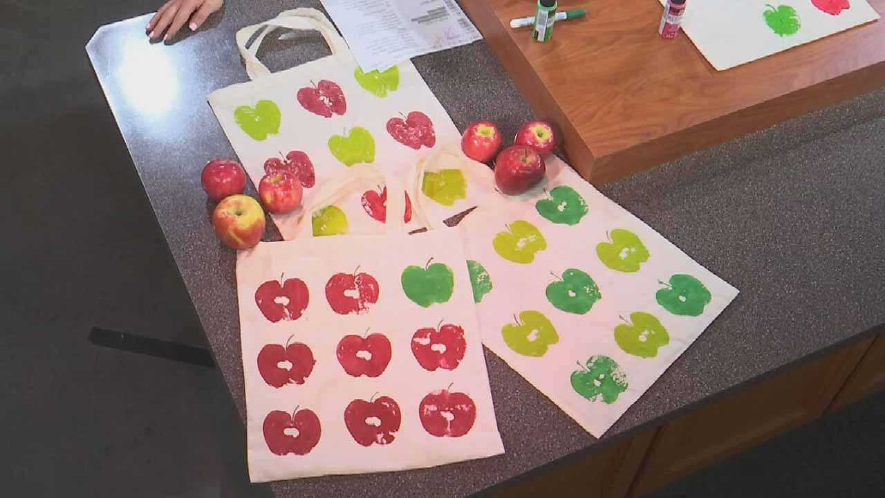 Apple Stamping Tote Bags
