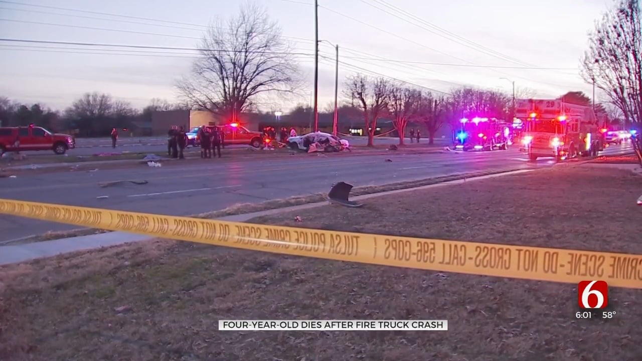 4-Year-Old Dies From Injuries After Crash Involving Tulsa Fire Truck