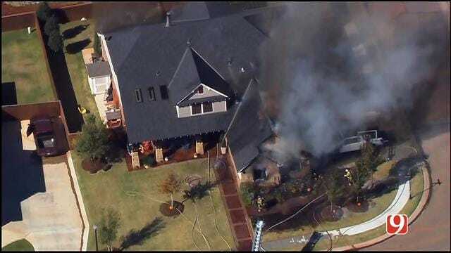WEB EXTRA: SkyNews 9 Flies Over Large House Fire In NW OKC