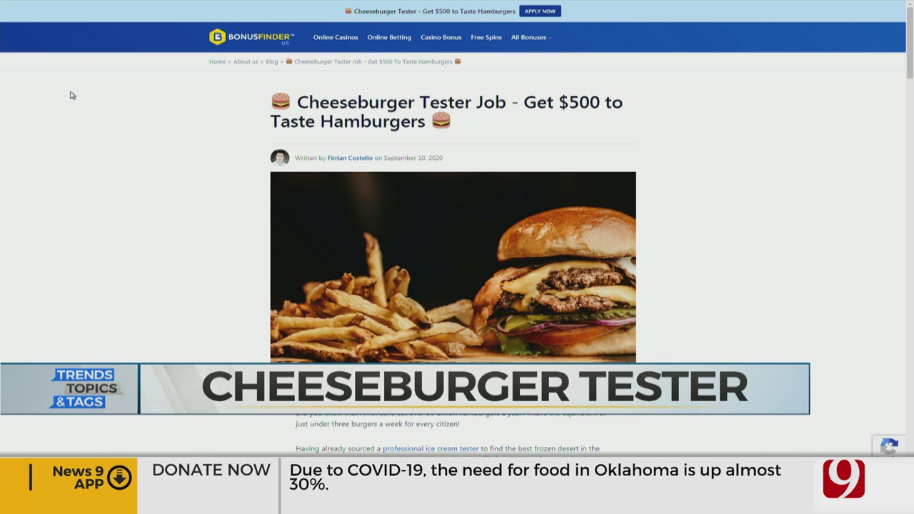 Trends, Topics & Tags: Cheeseburger Tester Job