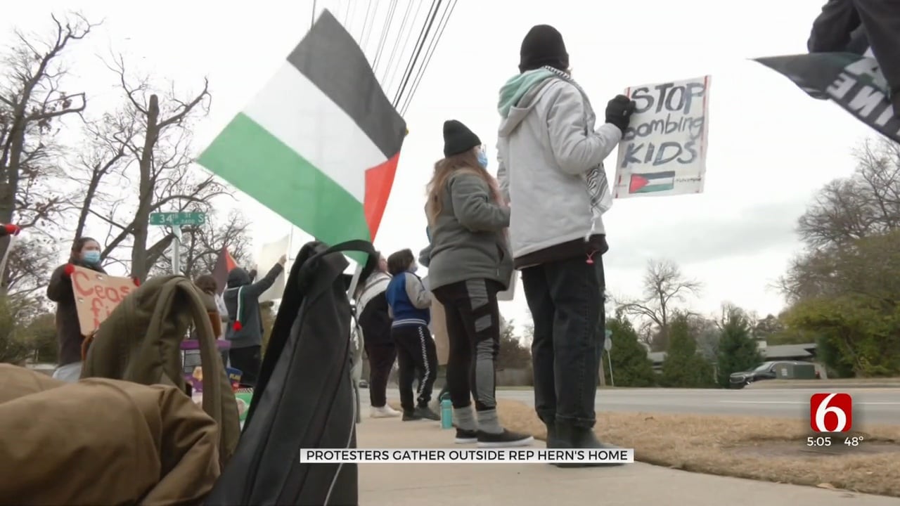Gaza War Protesters Gather Outside Representative Hern's House