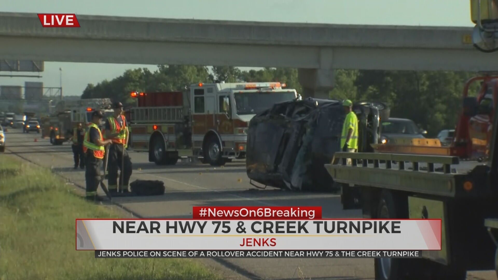 Rollover Wreck Causes Slowdown On Highway 75, 1 Taken To Hospital