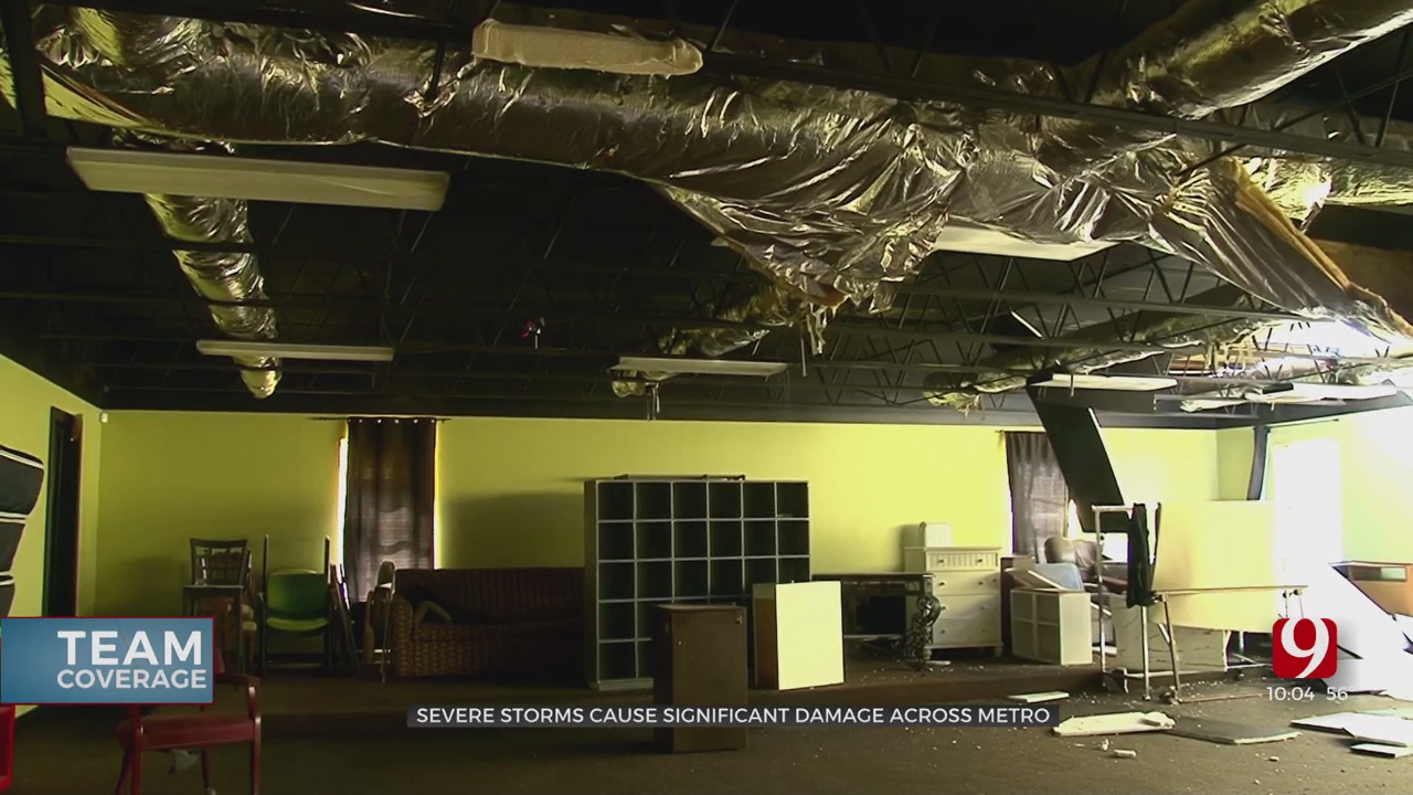Business Owners Assess Storm Damage After Widespread Severe Weather In The OKC Metro 