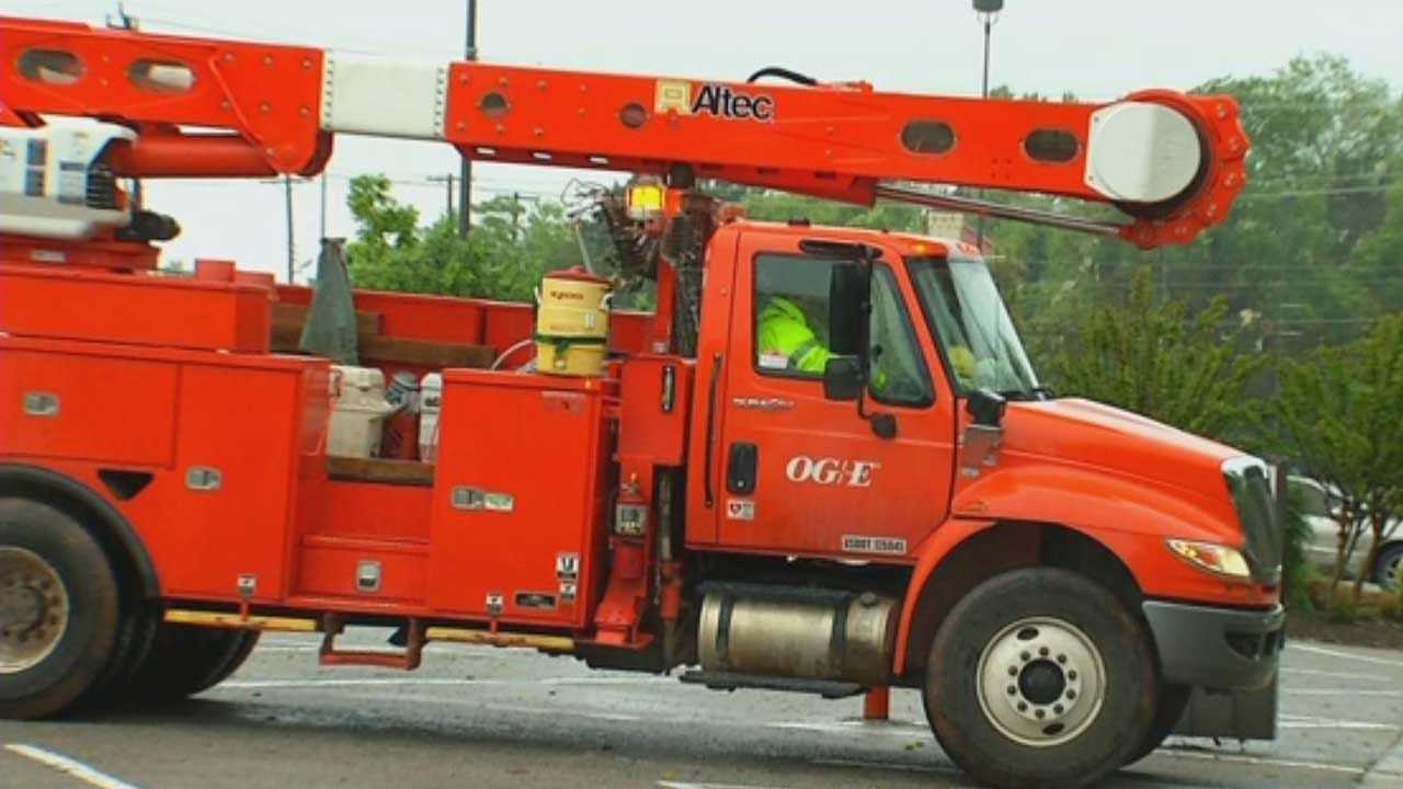 OG&E Respond After Truck Crashes Into Power Pole