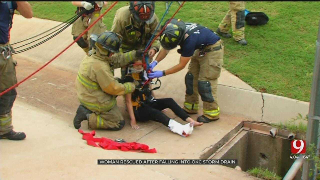 Emergency Crews Rescue Woman From Drainage Ditch In NW OKC