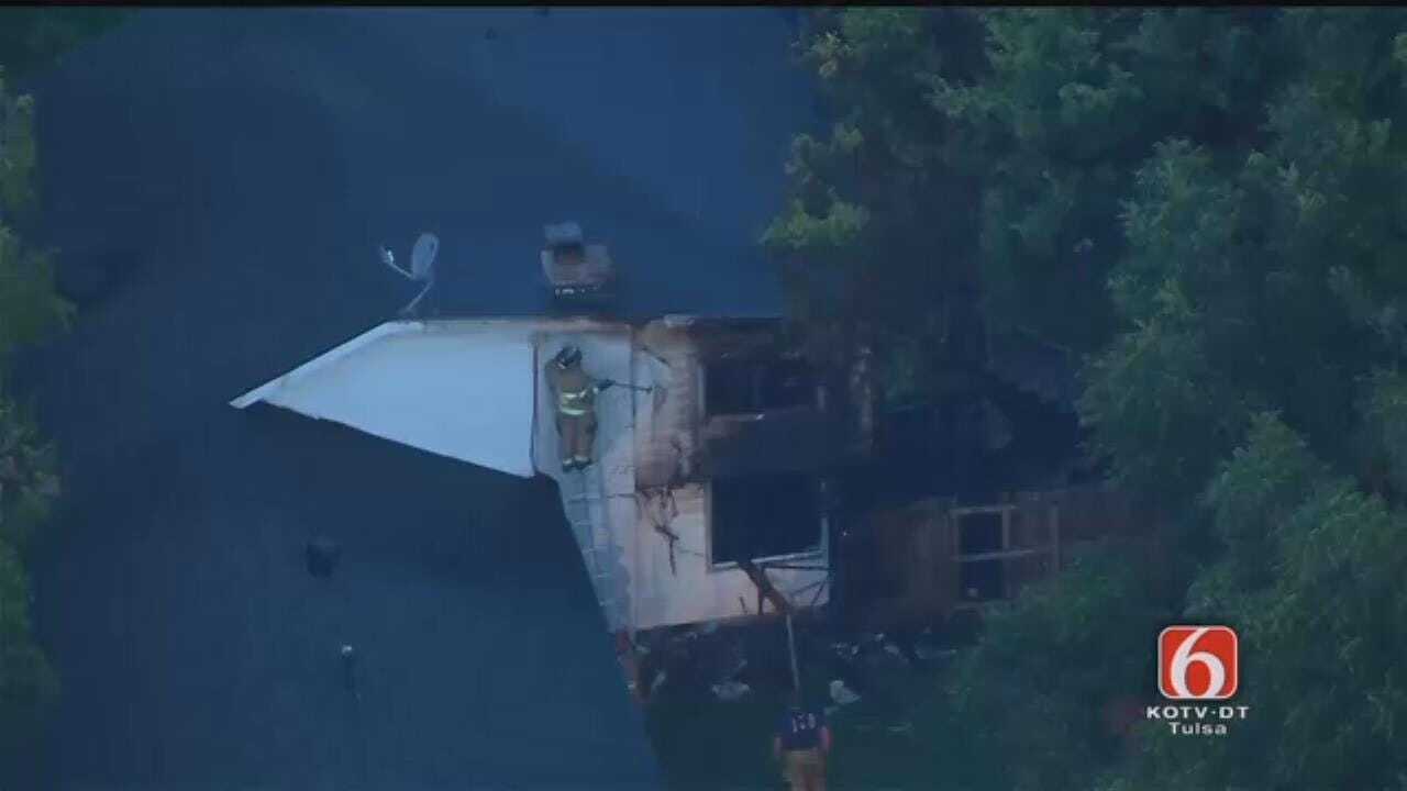 Osage SkyNews 6 Flies Over Tulsa House Fire Rekindle