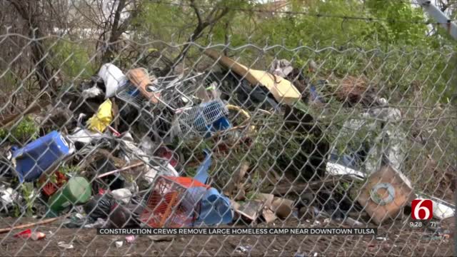 Crews Clear Large Homeless Camp Near Downtown Tulsa 