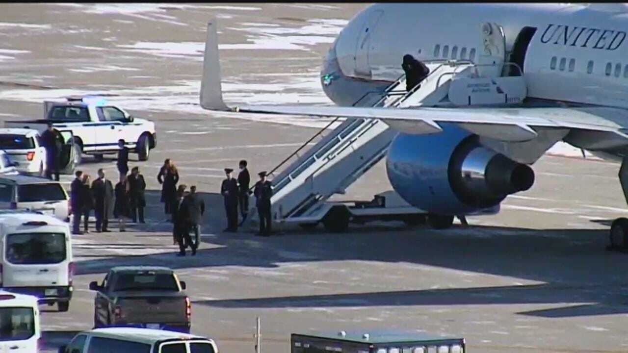 First Lady Melania Trump Arrives At Tulsa International Airport