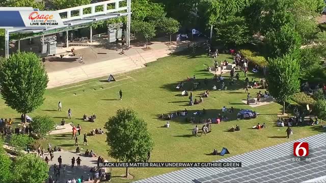 Peaceful Protest Takes Place At Tulsa's Guthrie Green