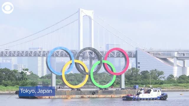 Watch: Olympic Rings Monument Temporarily Removed From Tokyo Bay