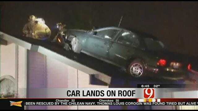 Car Lands On Roof