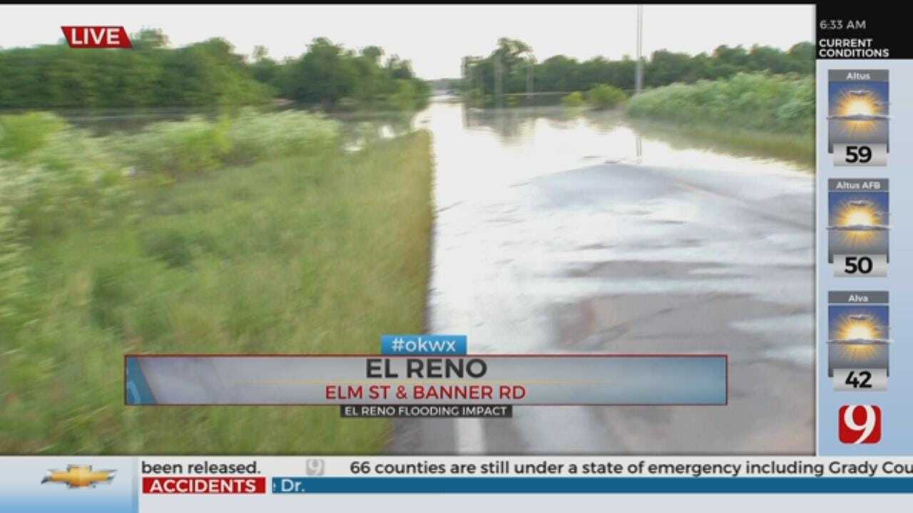 Flood Waters Impact Roadways In El Reno