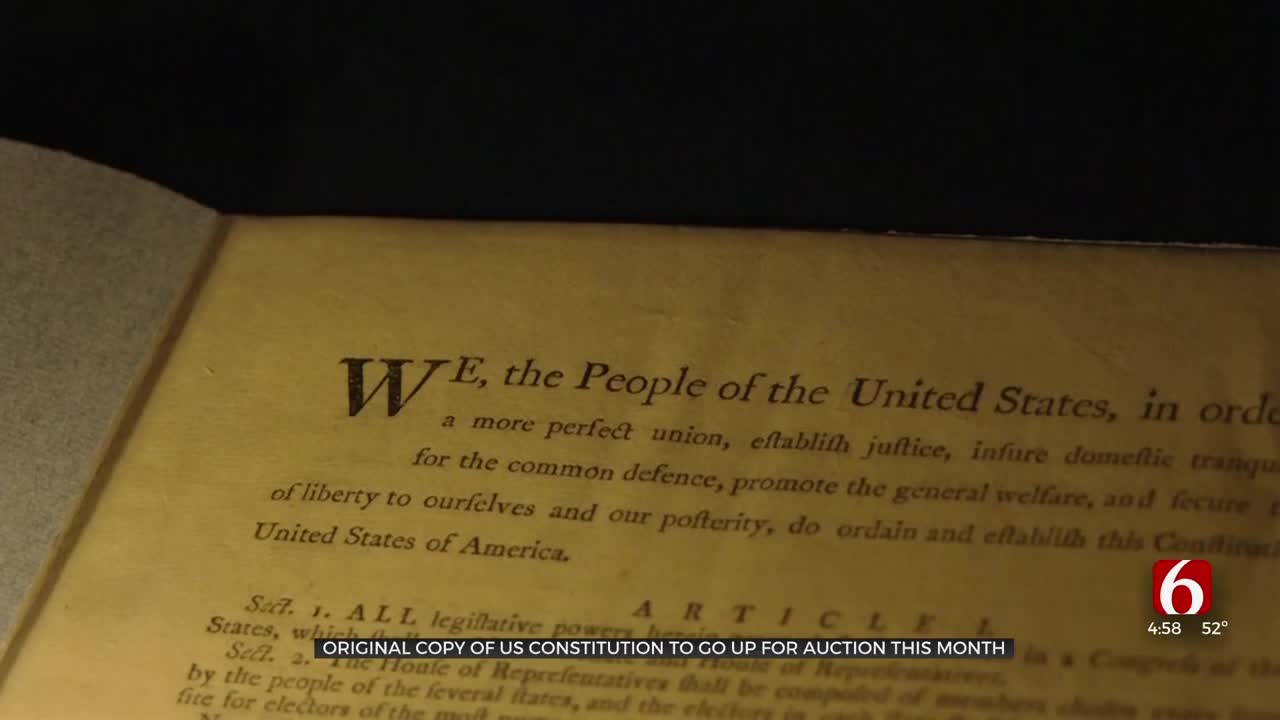 Rare 1st-Edition Copy Of US Constitution Up For Auction