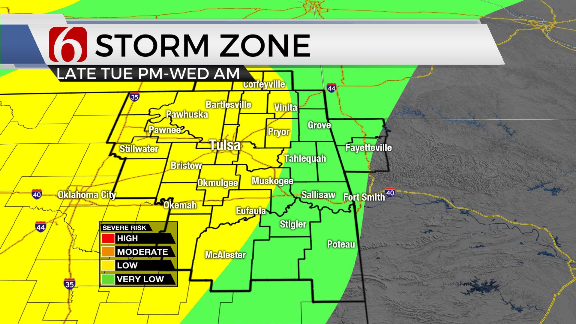 Severe Weather Threats, Heavy Rainfall Move In Tuesday Evening 
