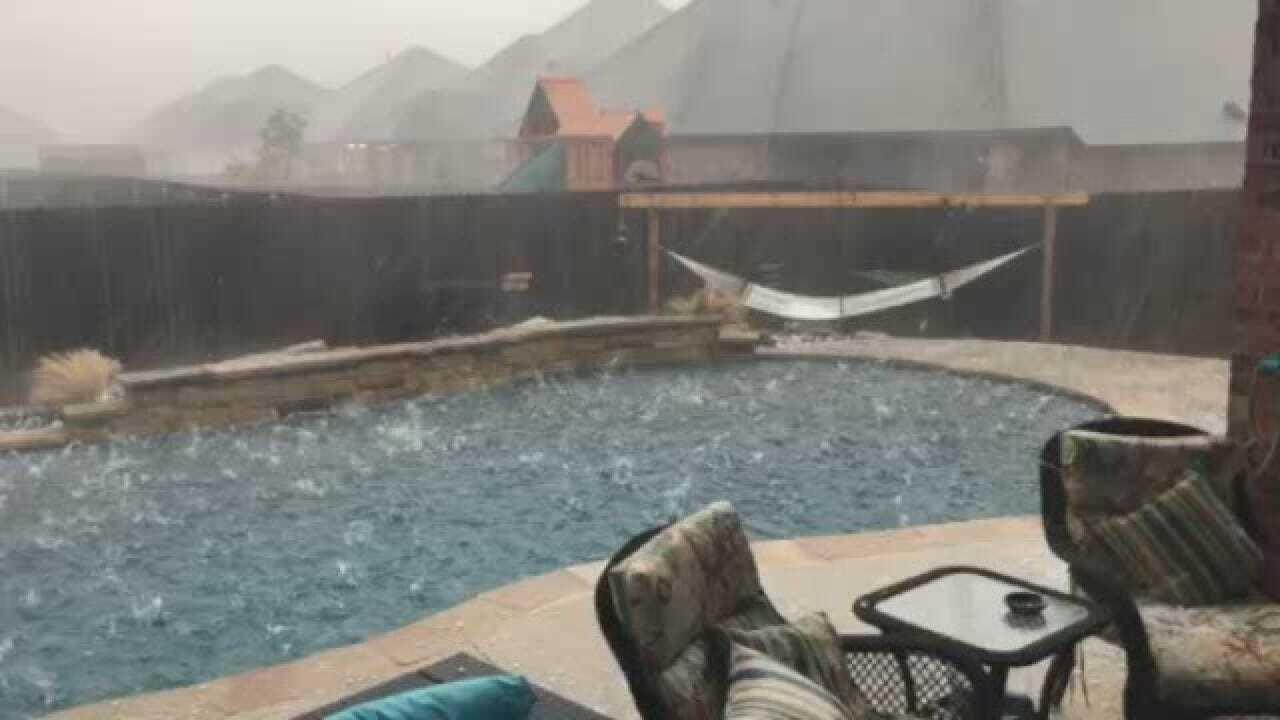 WATCH: Hail Wallops Swimming Pool In Edmond
