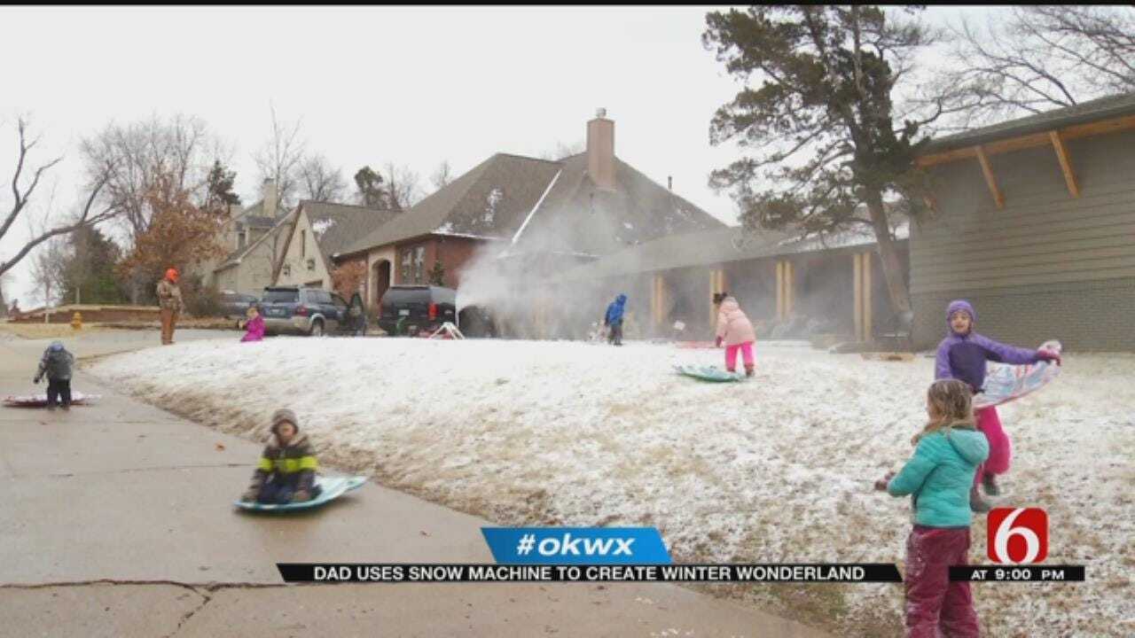Tulsa Dads Make Snow For Their Kids