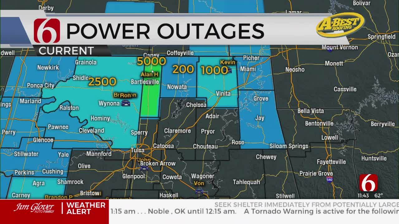 Power Outage Reports Across Oklahoma From Severe Weather